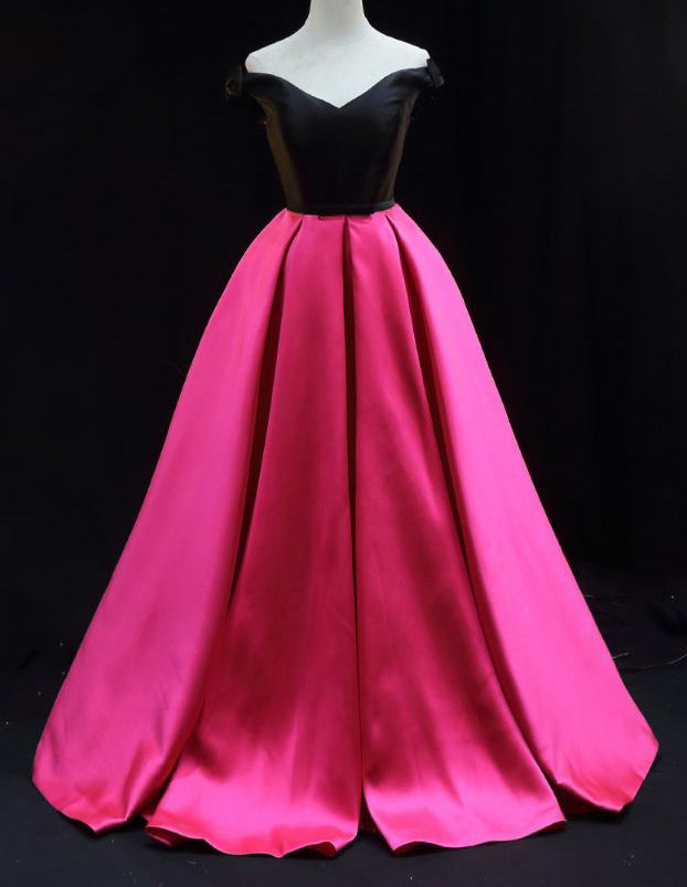 V neck long satin prom dress,woman evening party dress