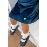 Girls Navy Blue Leather Walker Shoes