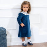 Girls Navy Blue Leather Walker Shoes