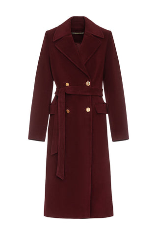 Denise Cashmere Blend Overcoat in Bordeaux