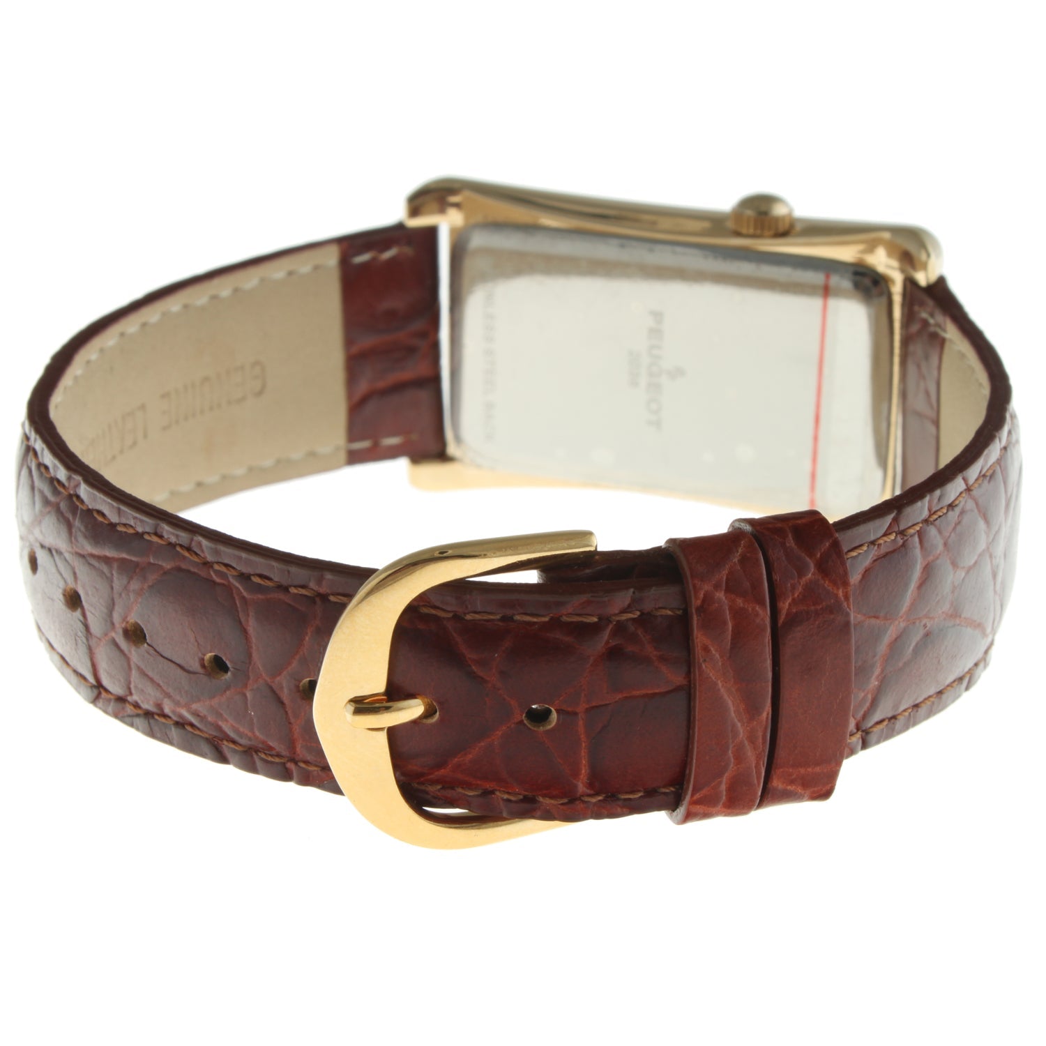 Men's 40x24 mm Gold Large Remote Sweep Leather Strap watch Peugeot Watches