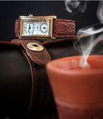 Men's 40x24 mm Gold Large Remote Sweep Leather Strap watch Peugeot Watches