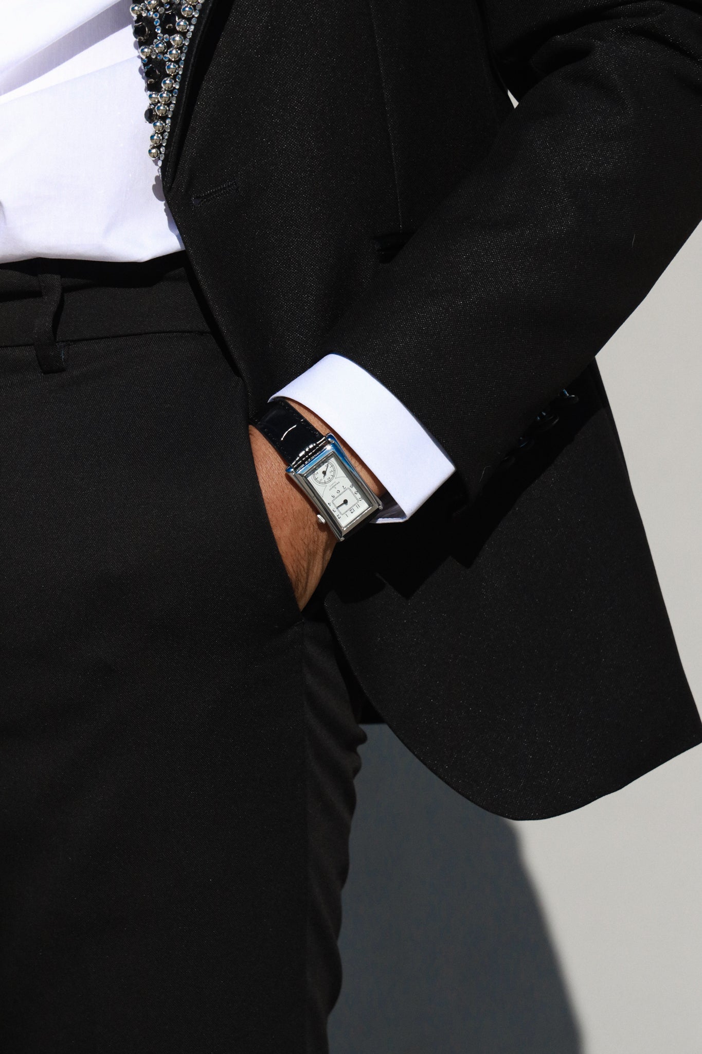 Men's 40 x 24 mm Silver Large Remote Sweep Leather Strap watch Peugeot Watches