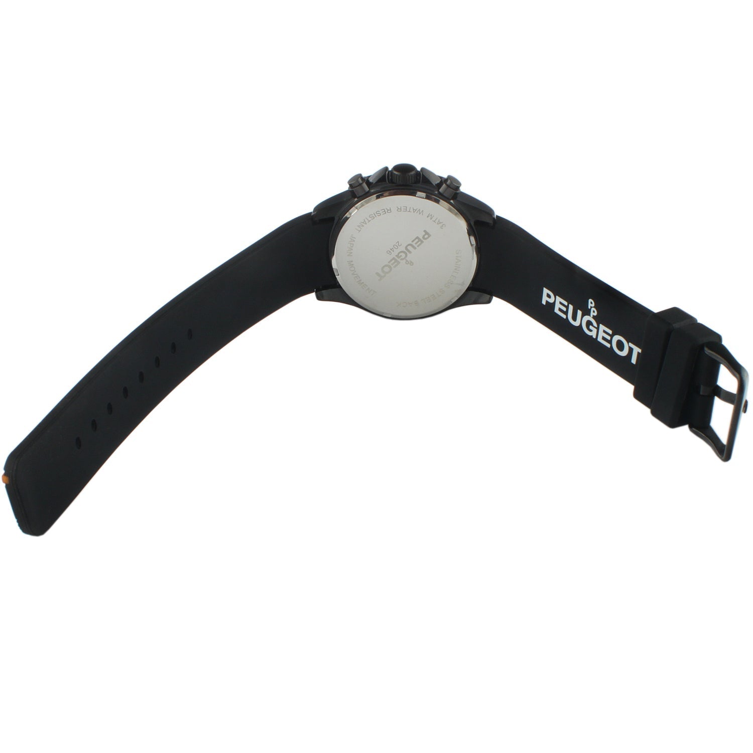 Men's 46mm Orange Multi-Function Sport Rubber Watch Peugeot Watches