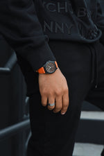 Men's 40mm Military Dial Sport Orange Canvas Strap Watch Peugeot Watches