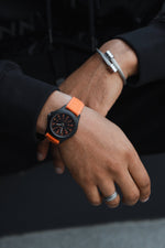 Men's 40mm Military Dial Sport Orange Canvas Strap Watch Peugeot Watches