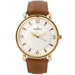 Men 38mm Gold Retro Design Calf Skin Leather Strap watch Peugeot Watches