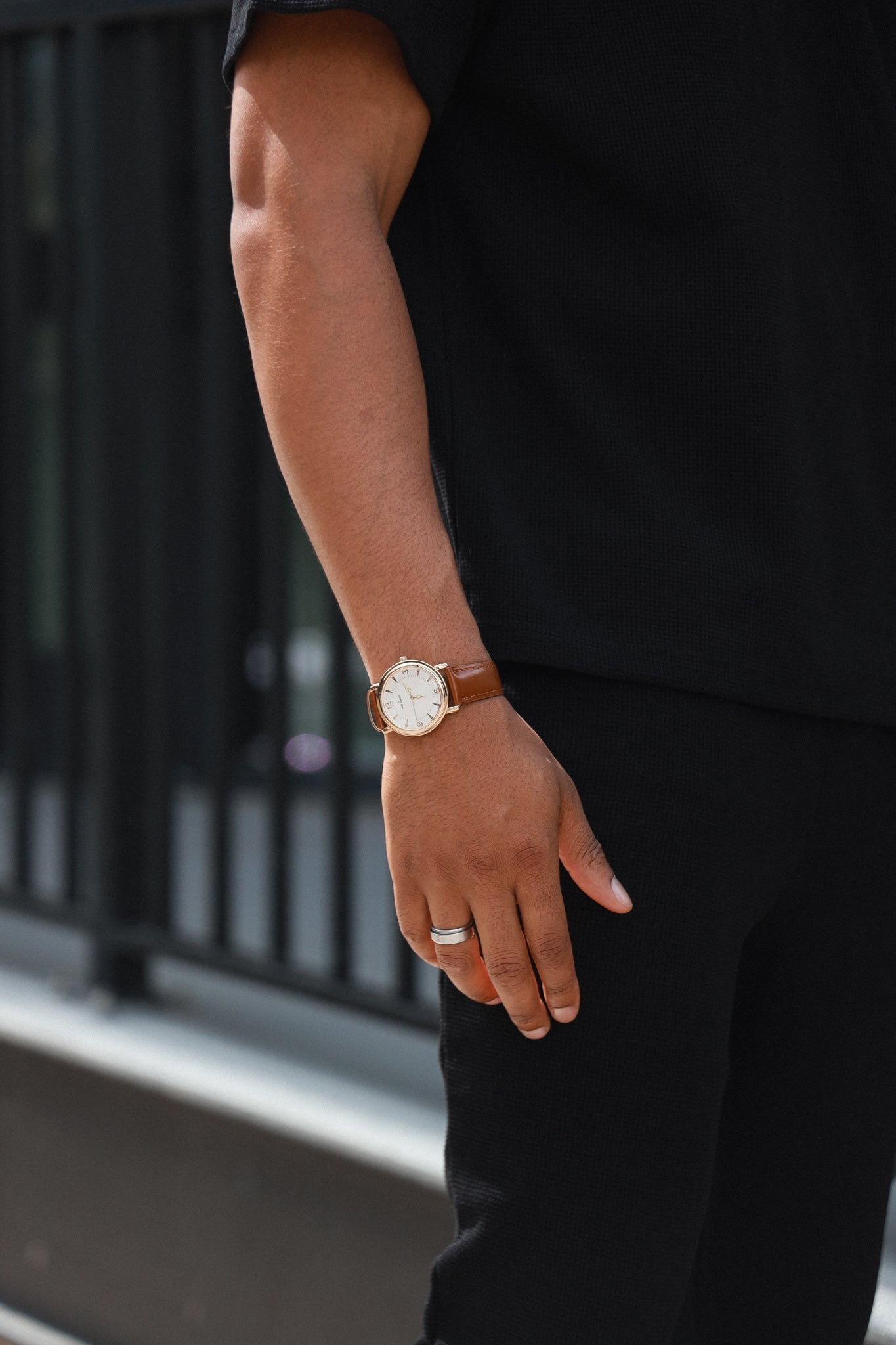 Men 38mm Gold Retro Design Calf Skin Leather Strap watch Peugeot Watches