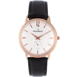 Men's 40mm Rose Gold Vintage Remote Sweep Leather Strap Watch Peugeot Watches