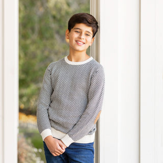 Crewneck Pullover Organic Sweater with Elbow Patches - Baby - Glamourous Grace