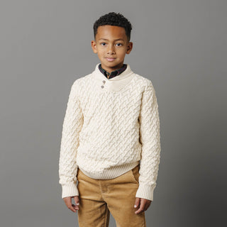 Shawl Collar Organic Cable Sweater - Glamourous Grace
