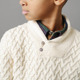 Shawl Collar Organic Cable Sweater - Glamourous Grace