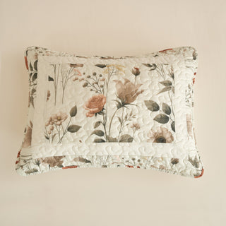 DaDalogy Enchanted Meadow Bed in a bag Set - Victoria Garden Delicate Floral Symphony in Beige, Rose, and Soft Green, Luxuriously Soft Quilted Set