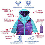 Car Seat Coat | The Road Coat Down - Aqua/Purple