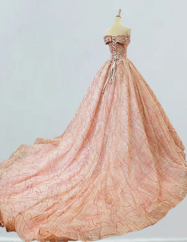 Women's Off-Shoulder Lace Ball Gown | Elegant Evening & Prom Dress