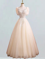 Girls' Elegant Beaded Lace V-Neck Quinceanera Dress | Tulle Ball Gown Evening Wear