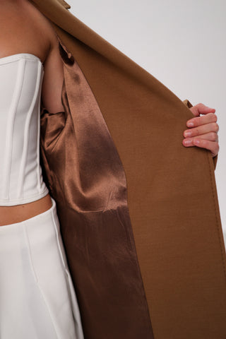 Cambridge Comfort Wraparound Wool Cashmere Coat in Dark Camel