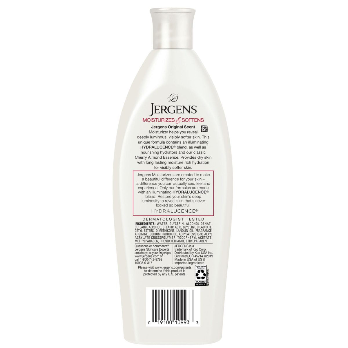 Jergens Original Scent Cherry Almond Dry Skin Moisturizer 10 Fl Oz