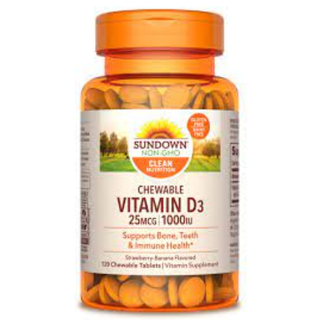 Sundown Naturals Vitamin D3 1000 IU Chewable Tablets 120