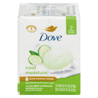Dove Beauty Bar Soap, Cool Moisture Cucumber & Green Tea Scent, 2 Bars, 3.75 Oz Each