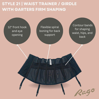 Style 21 | Waist Trainer / Girdle with Garters Firm Shaping Rago Shapewear