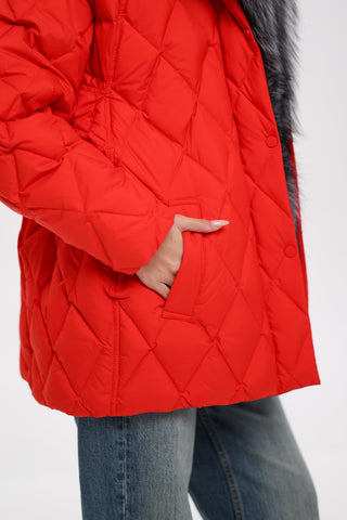 Genuine Silver Fox Down Fill Hooded Parka - By Baano