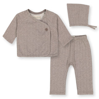Fleece Kimono Top, Legging, and Bonnet Set - By Baano