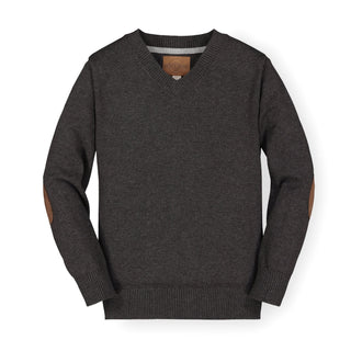 Fine Gauge V-Neck Sweater with Elbow Patches Hope & Henry