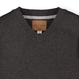 Fine Gauge V-Neck Sweater with Elbow Patches Hope & Henry