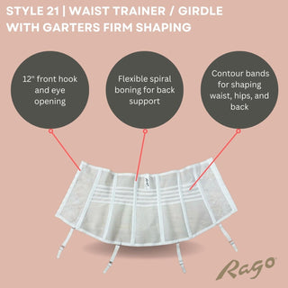 Style 21 | Waist Trainer / Girdle with Garters Firm Shaping Rago Shapewear