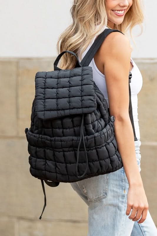 Stevie Quilted Puffer Backpack Large Front Compartment
