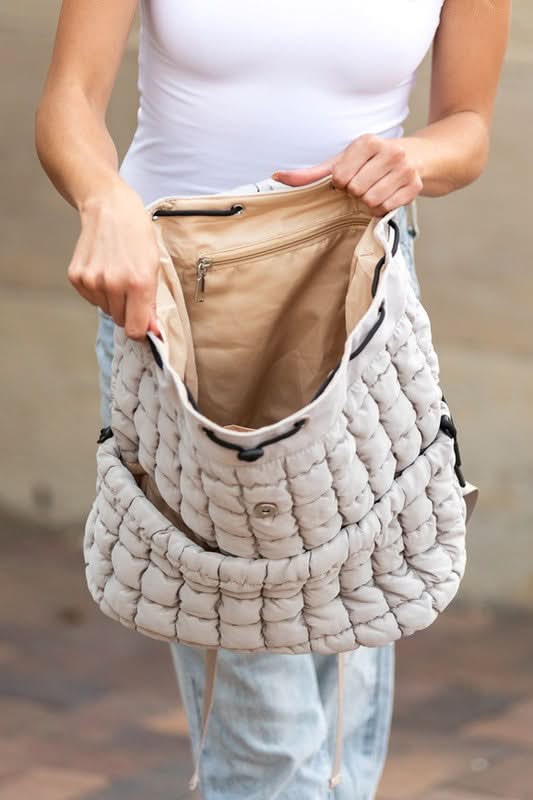 Stevie Quilted Puffer Backpack Large Front Compartment