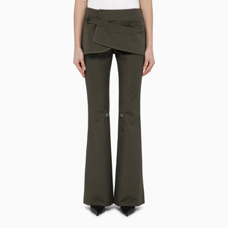 Military green cotton mini skirt trousers
