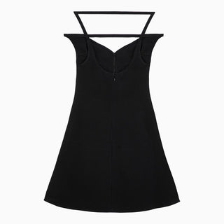 Ellipse black viscose bustier mini dress - By Baano