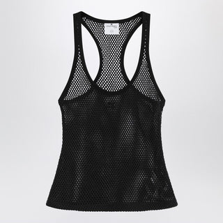 Black Mesh Tank Top In Cotton - By Baano