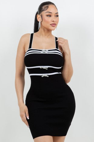 Fancy Chic Mini Dress with Bow Pins