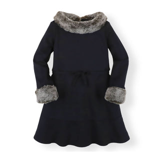 Long Sleeve Ponte Dress with Faux Fur - By Baano