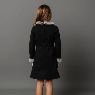 Long Sleeve Ponte Dress with Faux Fur - By Baano