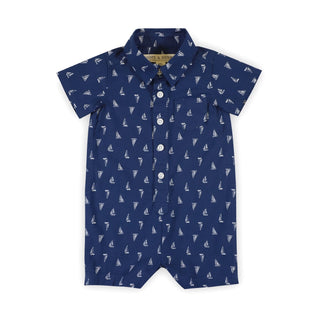 Organic Seersucker Button Front Romper - By Baano