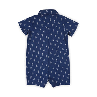 Organic Seersucker Button Front Romper - By Baano