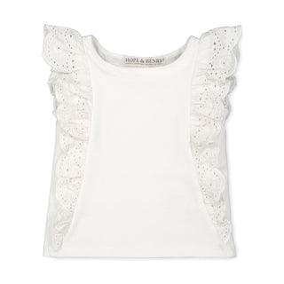 Eyelet Ruffle Knit Top - By Baano