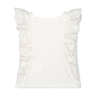 Eyelet Ruffle Knit Top - By Baano