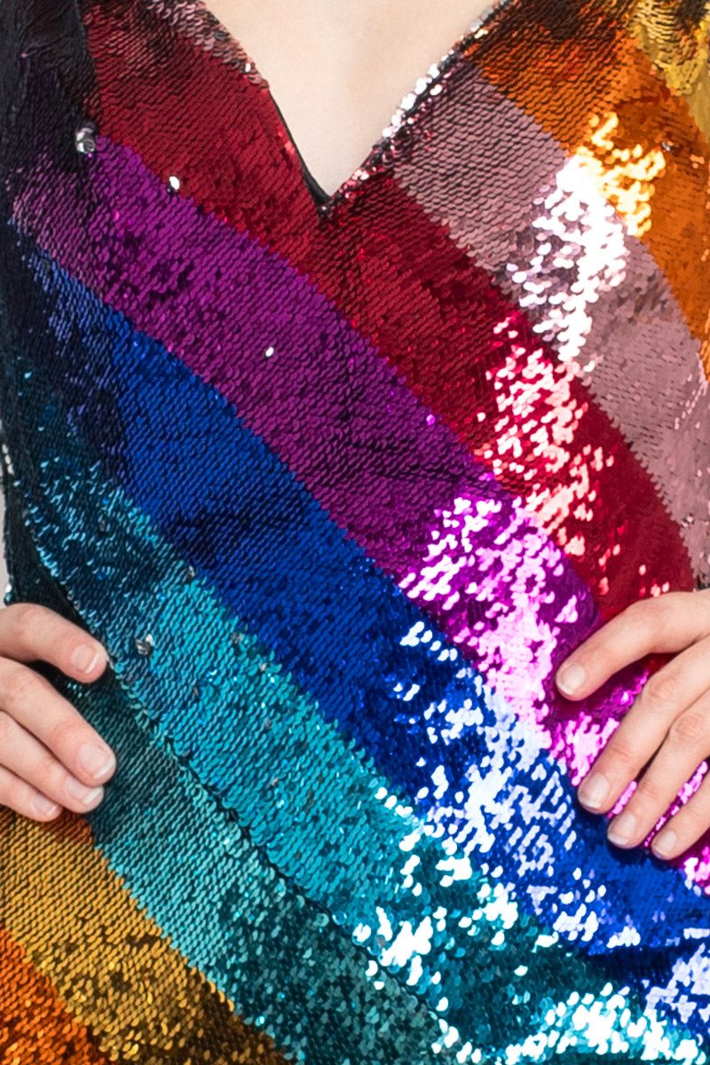 Jovani V - Neckline Dainty Straps Slit Front Bodycon Sequins Gown - Glamourous Grace