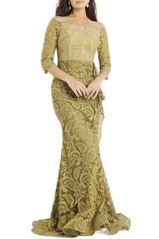 Jovani Off Shoulder Embellished Lace Bodycon Gown - Glamourous Grace
