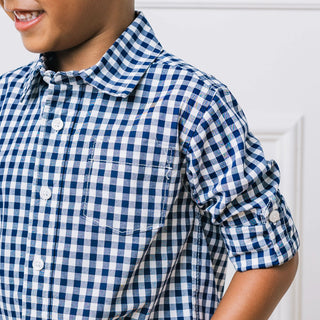 Organic Stretch Poplin Roll - Up Shirt - Baby - Glamourous Grace