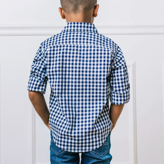 Organic Stretch Poplin Roll - Up Shirt - Baby - Glamourous Grace