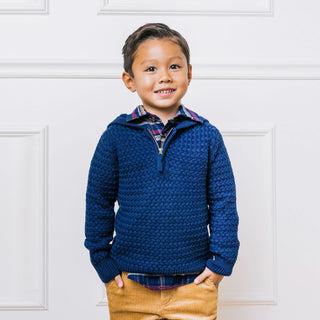 Hooded Half Zip Organic Sweater - Baby - Glamourous Grace