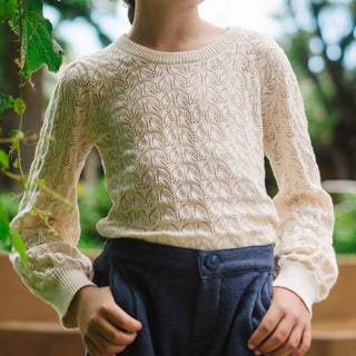 Balloon Sleeve Organic Pointelle Sweater - Baby - By Baano