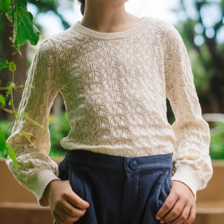 Balloon Sleeve Organic Pointelle Sweater - Glamourous Grace