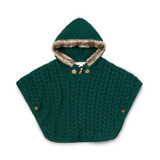 Sweater Cape with Faux Fur Hood - Glamourous Grace
